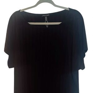 Eileen Fisher Black Midi Dress Relaxed Fit Sz XL Bateau Neckline NWT